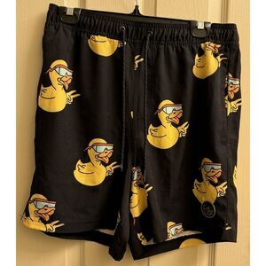 Neff Swim Trunks Mens Large Black Duck With Glasses Printed‎ Stretch NWT